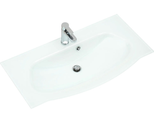 Sklenené umývadlo s batériou a odtokovou súpravou