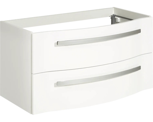 Biela skrinka pod umývadlo s dvoma zásuvkami a madlami