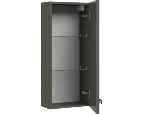 Otvorená zrkadlová skrinka s dvoma sklenenými policami