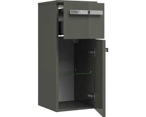 Vysoká skrinka s dvomi dvierkami a jednou sklenenou policou