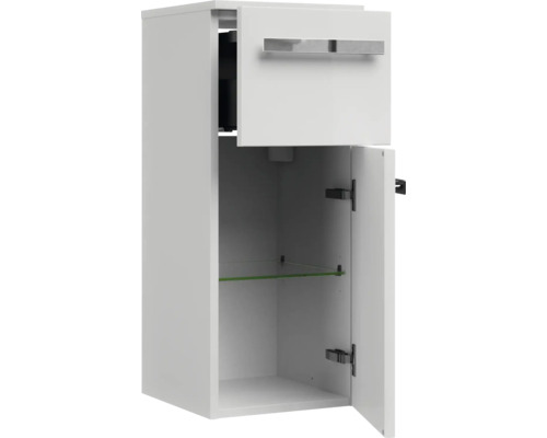 Vysoká skrinka s jednými dvierkami a jednou zásuvkou do kúpeľne