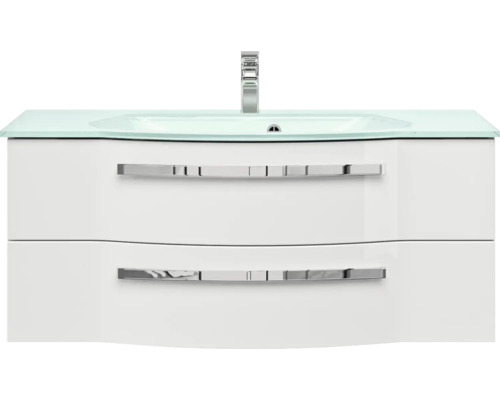 Skrinka pod umývadlo s dvomi zásuvkami, umývadlom a vodovodnou batériou