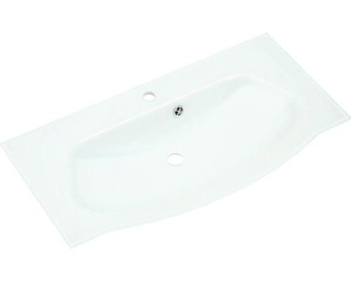 Umývadlo zo sanitárnej keramiky s otvorom pre batériu a prepadom