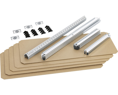 Príslušenstvo pre zavesené podhľady s montážnymi profilmi, krycími doskami a upevňovacími sponami