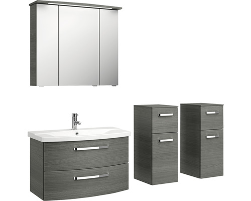Kúpeľňový set s umývadlom, zrkadlovou skrinkou a dvoma vysokými skrinkami