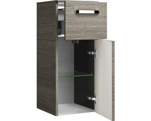 Kúpeľňová skrinka so zásuvkou a dvierkami so sklenenou policou