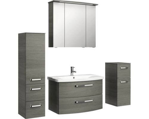 Súprava kúpeľňového nábytku s umývadlom, zrkadlovou skriňou a vysokou skriňou