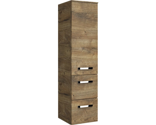 Vysoká drevená skriňa s tromi zásuvkami