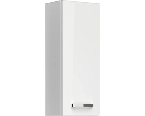 Biela kúpeľňová závesná skrinka s kovovou rukoväťou