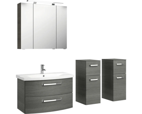 Súprava kúpeľňového nábytku s umývadlom, zrkadlovou skrinkou a dvoma spodnými skrinkami