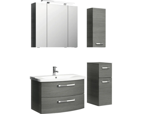 Súprava kúpeľňového nábytku s umývadlovou skrinkou, zrkadlovou skrinkou a vysokými skrinkami