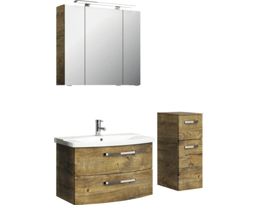 Kompletný kúpeľňový nábytok so zrkadlovou skrinkou, skrinkou pod umývadlo s umývadlom a prídavnou skrinkou