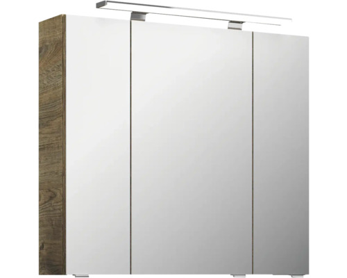 Zrkadlová skrinka s tromi dvierkami a osvetlením