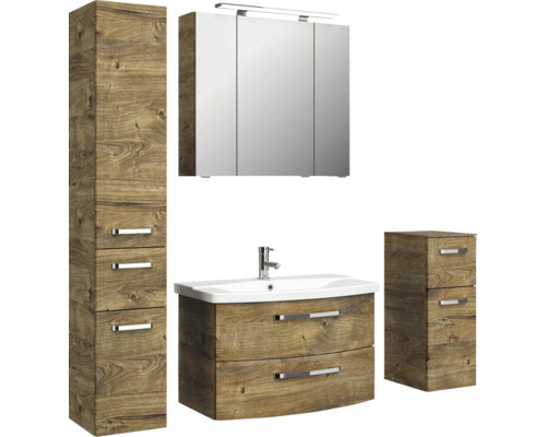 Súprava kúpeľňového nábytku s umývadlom, zrkadlovou skrinkou a skrinkami