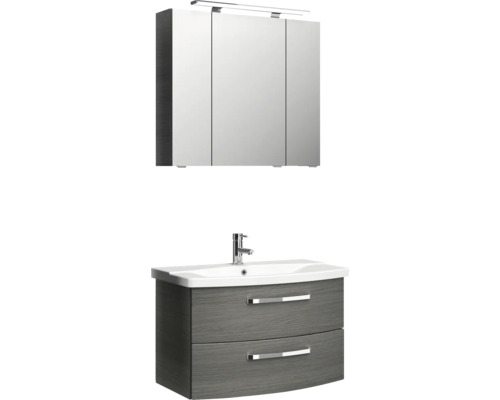 Umývadlo s umývadlovou skrinkou, umývadlom na dosku a zrkadlovou skrinkou