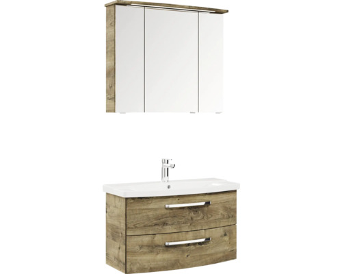 Kúpeľňový set s umývadlovou skrinkou, umývadlom a zrkadlovou skrinkou