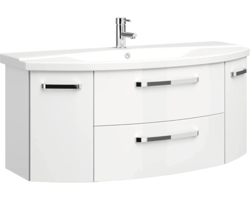 Skrinka pod umývadlo s vodovodnou batériou a dvomi zásuvkami