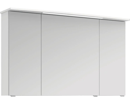 Biela zrkadlová skrinka s tromi dvierkami a osvetlením