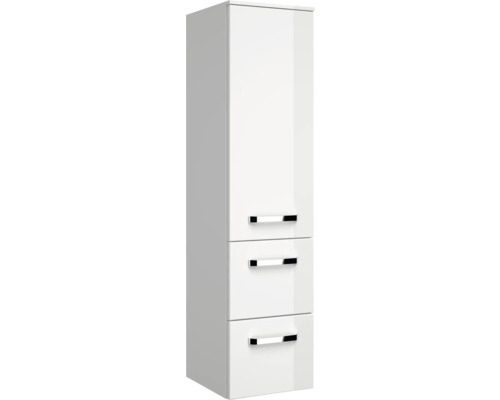 Biela vysoká skrinka s tromi zásuvkami do kúpeľne