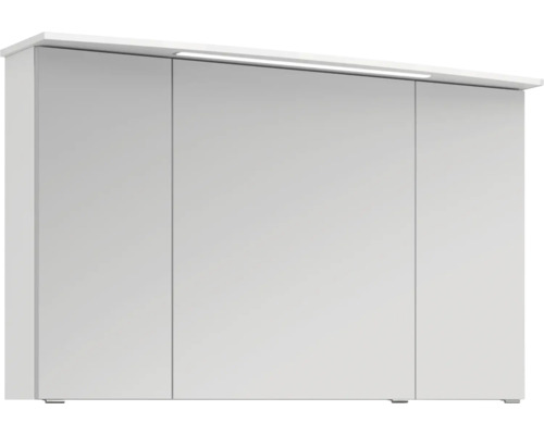 Biela zrkadlová skrinka s tromi dvierkami a osvetlením