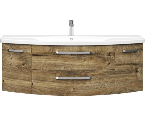 Skrinka pod umývadlo s umývadlom a dreveným dekorom