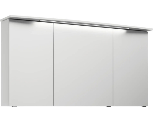 Biela závesná skrinka s tromi dvierkami a integrovaným osvetlením