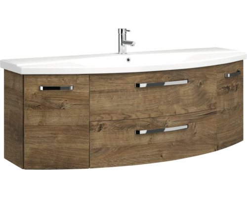 Skrinka pod umývadlo s umývadlom a dreveným dekorom