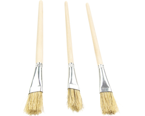 Tri štetce na radiátory s drevenou rukoväťou a prírodnými štetinami