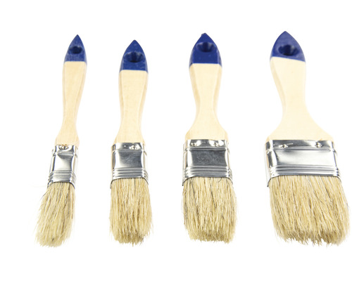 Sada štyroch štetcov na lak s drevenou rukoväťou