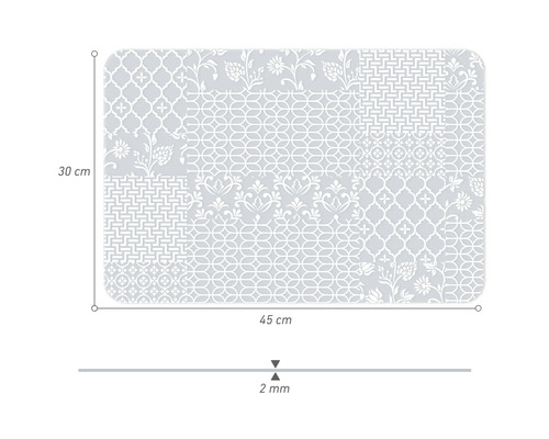 Rezacia podložka so vzormi, 45 krát 30 centimetrov, hrúbka 2 milimetre