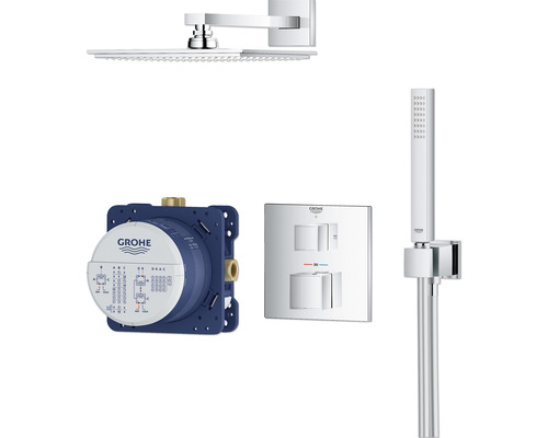 Sprchový systém Grohe s hlavovou sprchou, ručnou sprchou, podomietkovým telesom a termostatickou batériou
