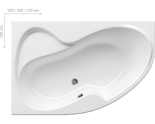 Rohová vaňa s rozmermi 150/160/170 x 105 cm