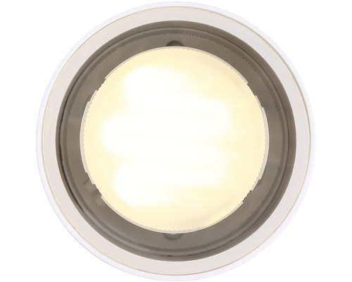 Okrúhle stropné svietidlo zdola so zapnutým svetlom