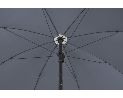 Pohľad na spodnú stranu slnečníka s rebrami a tyčou