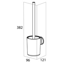 Technický nákres WC kefy s držiakom a rozmermi