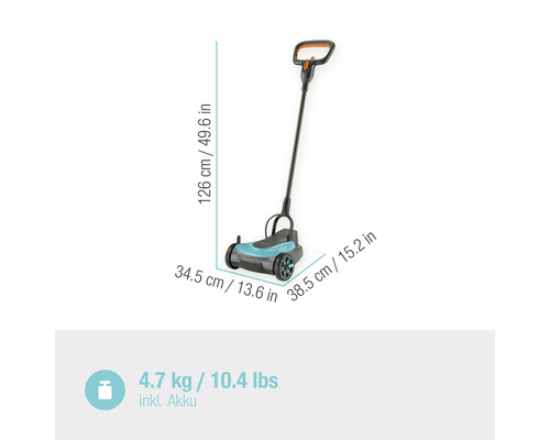 Akumulátorová kosačka na trávu s rukoväťou a rozmermi