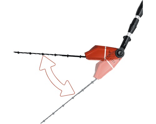 Zobrazujú sa nožnice na živý plot s nastaviteľnou rezacou hlavou.