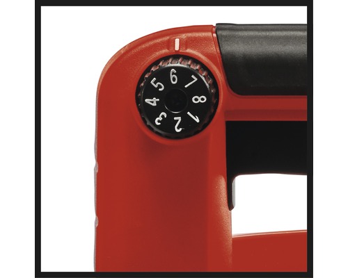 Detailný pohľad na zošívačku s nastaviteľným regulátorom sily úderu