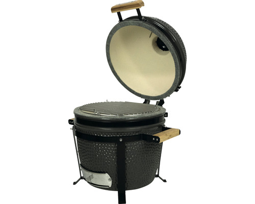 Keramický gril s otvoreným vekom a grilovacím roštom