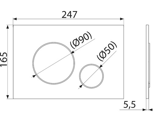 Technický nákres ovládacieho panela s rozmermi