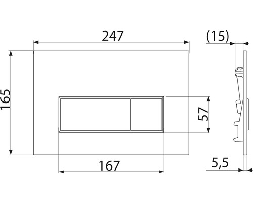 Technický nákres ovládacieho panela s rozmermi