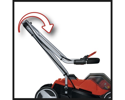 Skladacia vodiaca tyč kosačky na trávu s červenou šípkou