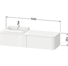 Umývadlo so skrinkou, šírka 1600 milimetrov a výška 354 milimetrov