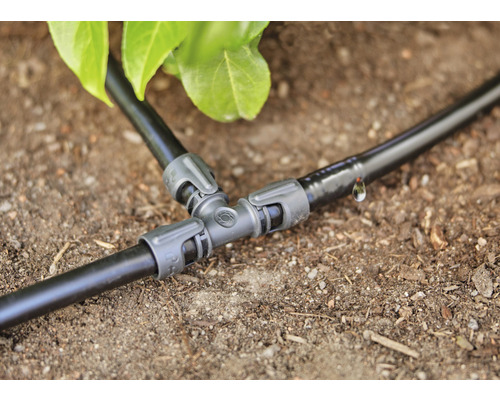 T-kus konektor pre zavlažovací systém v záhrade