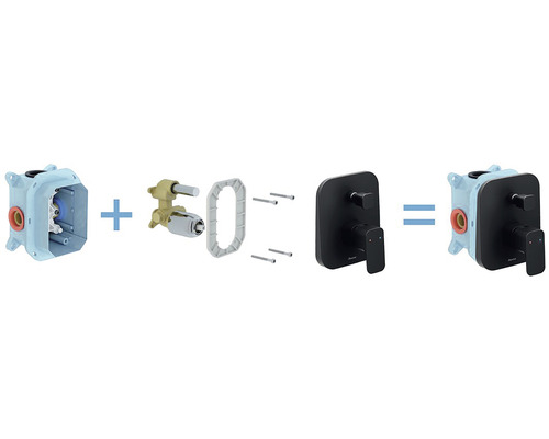 Nástenná sprchová batéria s montážnymi prvkami, rozkreslený pohľad