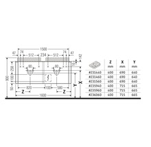 Technický výkres skrinky pod umývadlo s rozmermi