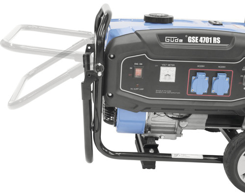 Generátor prúdu Güde GSE 4701 RS s ovládacími prvkami a rukoväťou