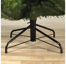 Detailný záber čierneho kovového podstavca umelého vianočného stromčeka.