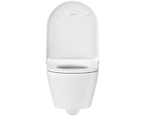 Závesné hlboké splachovacie WC zo sanitárnej keramiky s otvoreným splachovacím okrajom a WC sedadlom