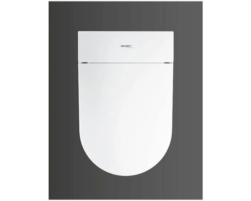 Biela závesná sprchovacia toaleta s logom Duravit